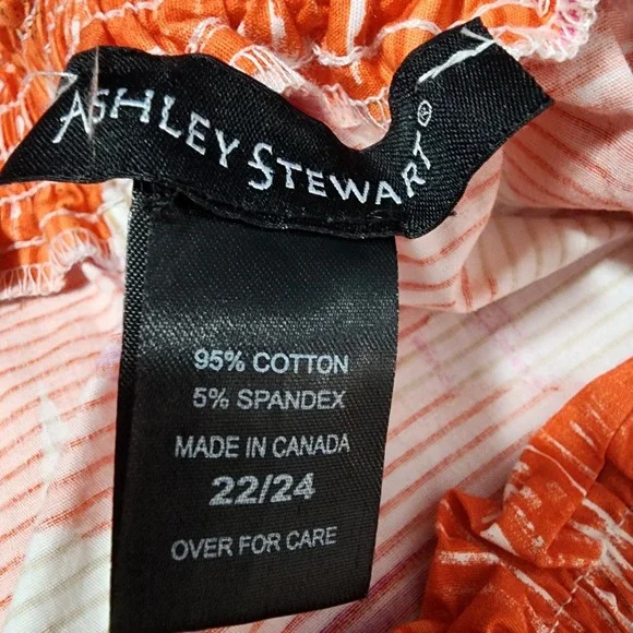 ASHLEY STEWART Size 22/24 Off Shoulder Raglan Sleeve Colorful‎ Cotton Blend Top - Picture 14 of 15